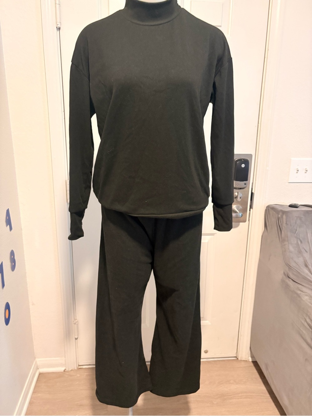 Wide-Leg Mock Neck Jumpsuit in Black
